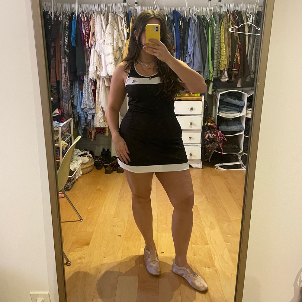 Adidas Black Mini Tennis Dress with White Trim